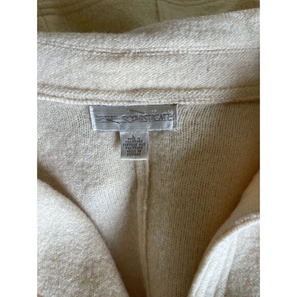Petite Sophisticate Vintage 100% Wool Cream Ivory Button Front Collared Cardigan - Picture 6 of 11
